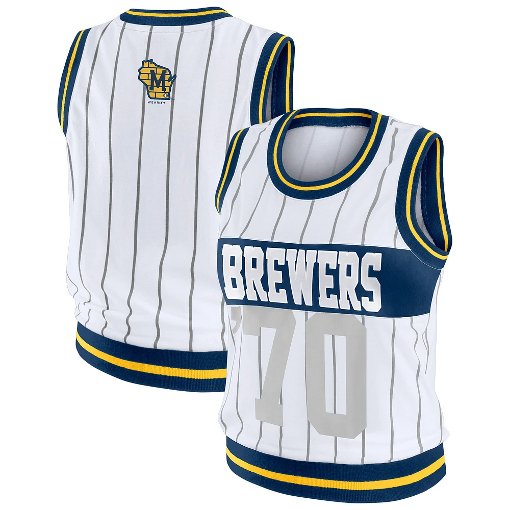 Women's WEAR by Erin Andrews  White Milwaukee Brewers Sporty Tank Top
