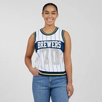 Women's WEAR by Erin Andrews  White Milwaukee Brewers Sporty Tank Top