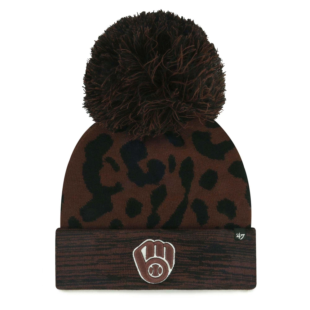 Bonnet en tricot à revers et pompon pour femme avec rosette des Milwaukee Brewers '47 Brown