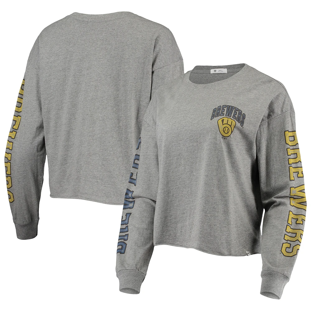 T-shirt à manches longues Ultra Max Parkway '47 Heathered Grey pour femme des Milwaukee Brewers