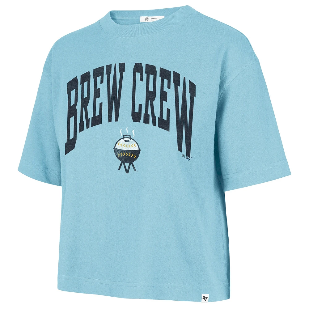 Women's '47  Powder Blue Milwaukee Brewers City Connect Shale Drop Shoulder Cropped T-Shirt