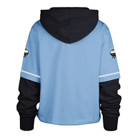 Sweat à capuche court City Connect bleu poudre 47 pour femme des Milwaukee Brewers