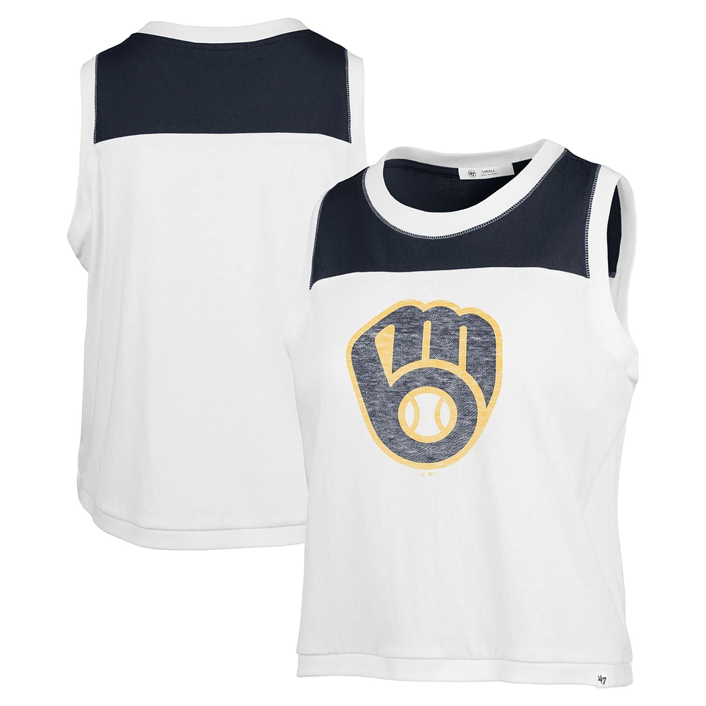 Women's '47 White Milwaukee Brewers Premier Zoey Waist Length Tank Top