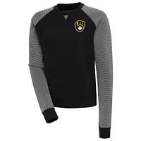 Sweat-shirt à capuche tri-blend noir/blanc pour femme Antigua Milwaukee Brewers Flier Bunker