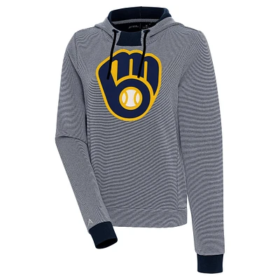 Sweat à capuche Tri-Blend Axe Bunker bleu marine/blanc pour femme des Milwaukee Brewers