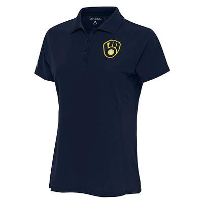 Women's Antigua Navy Milwaukee Brewers Logo Legacy Pique Polo