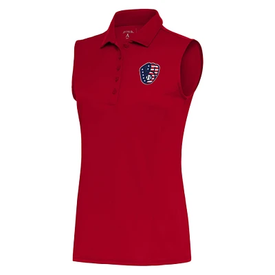 Polo hommage sans manches patriotique Antigua Red Milwaukee Brewers pour femme