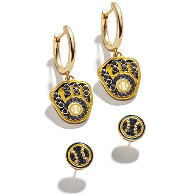 Ensemble de boucles d'oreilles pour femme BaubleBar Gold Milwaukee Brewers Team