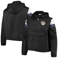 Veste à capuche noire Anorak Quarter-Zip Taille Plus des Milwaukee Brewers pour femme