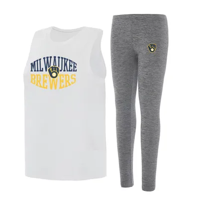 Milwaukee Brewers Concepts Sport Women's Contend Tank & Leggings Set - Charcoal/White