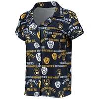 Women's Concepts Sport Navy Milwaukee Brewers Flagship Allover Print Top & Shorts Sleep Set