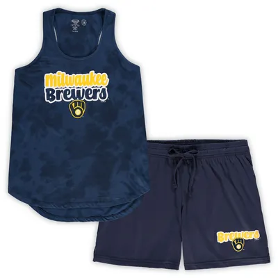 Milwaukee Brewers Concepts Sport Women's Plus Cloud Tank Top & Shorts Sleep Set - Navy