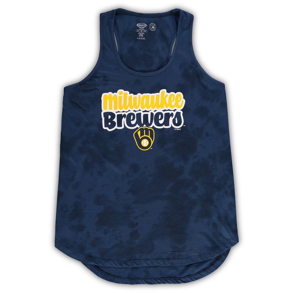 Women's Concepts Sport Navy Milwaukee Brewers Plus Cloud Tank Top & Shorts Sleep Set