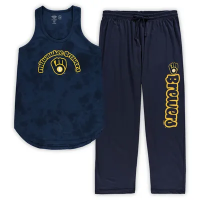 Milwaukee Brewers Concepts Sport Women's Plus Jersey Tank Top & Pants Sleep Set - Navy