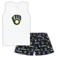 Concepts Sport Blanc/Marine Milwaukee Brewers Plus Tank Top & Shorts Sleep Set