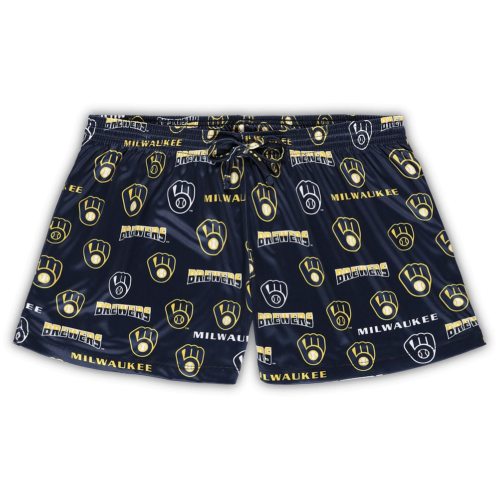 Concepts Sport Blanc/Marine Milwaukee Brewers Plus Tank Top & Shorts Sleep Set