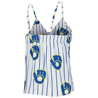 Women's Concepts Sport White Milwaukee Brewers Reel Allover Print Tank Top & Shorts Sleep Set