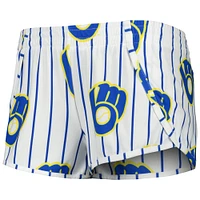 Women's Concepts Sport White Milwaukee Brewers Reel Allover Print Tank Top & Shorts Sleep Set