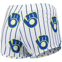 Women's Concepts Sport White Milwaukee Brewers Reel Allover Print Tank Top & Shorts Sleep Set