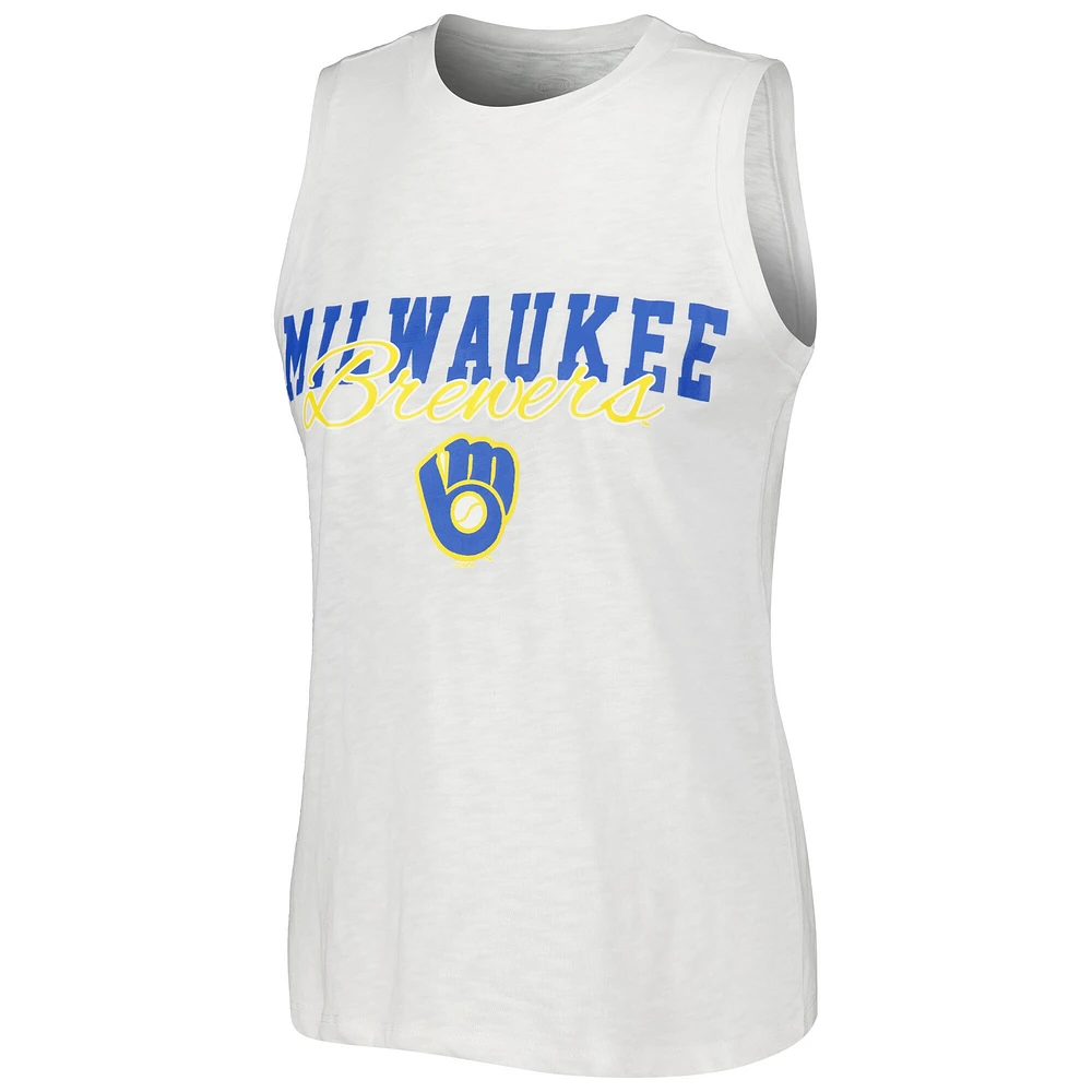 Concepts Sport Ensemble de nuit avec débardeur et short à fines rayures Milwaukee Brewers Reel pour femme