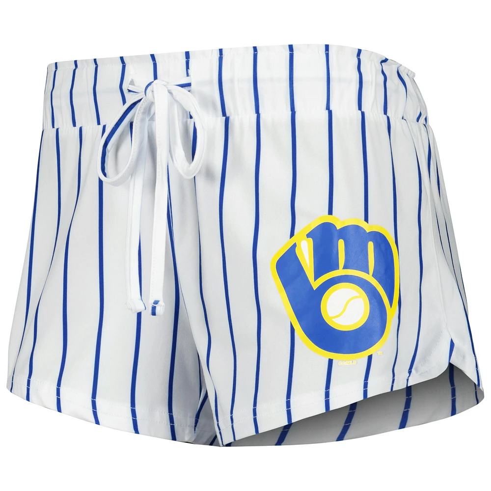 Concepts Sport Ensemble de nuit avec débardeur et short à fines rayures Milwaukee Brewers Reel pour femme