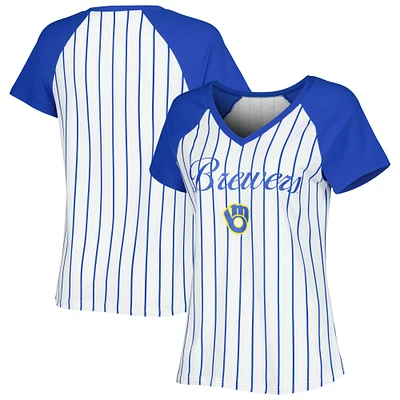 Haut à fines rayures Concepts Sport Milwaukee Brewers pour femme, blanc