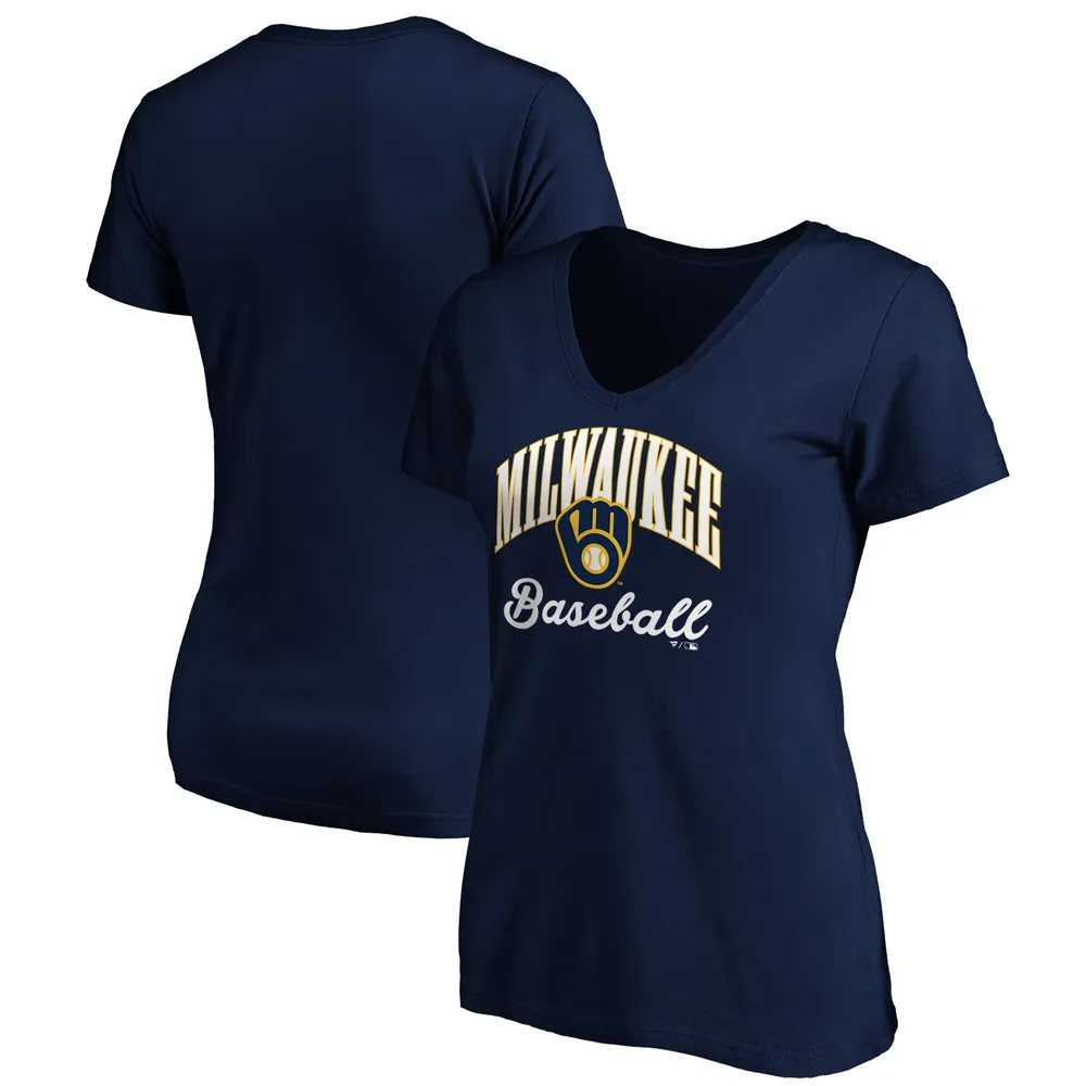 Lids Milwaukee Brewers Fanatics Branded Women's Victory Script V-Neck T- Shirt - Navy