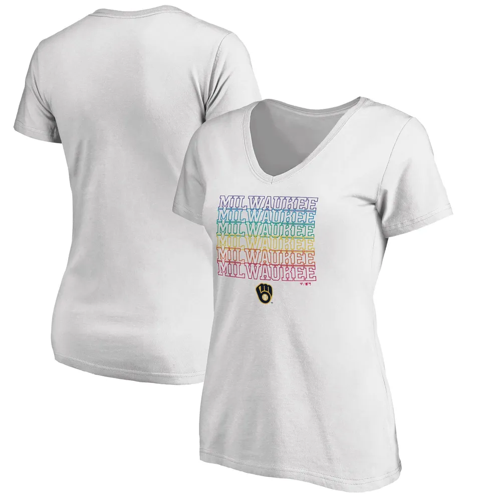 Lids Milwaukee Brewers Fanatics Branded Women's City Pride V-Neck T-Shirt -  White