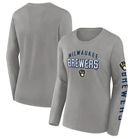 Women's Fanatics  Gray Milwaukee Brewers Team Long Sleeve T-Shirt