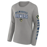 Women's Fanatics  Gray Milwaukee Brewers Team Long Sleeve T-Shirt