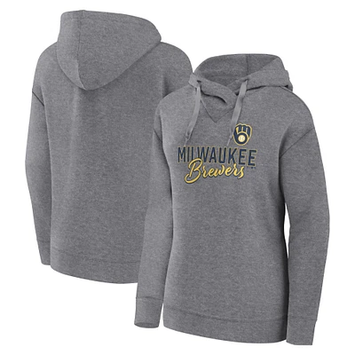 Sweat à capuche léger Fanatics Heather Grey Milwaukee Brewers Script Favorite pour femmes