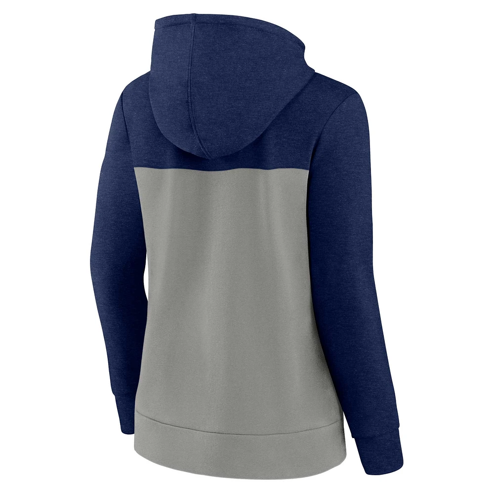 Women's Fanatics Navy/Gray Milwaukee Brewers City Ties Hoodie Full-Zip Sweatshirt