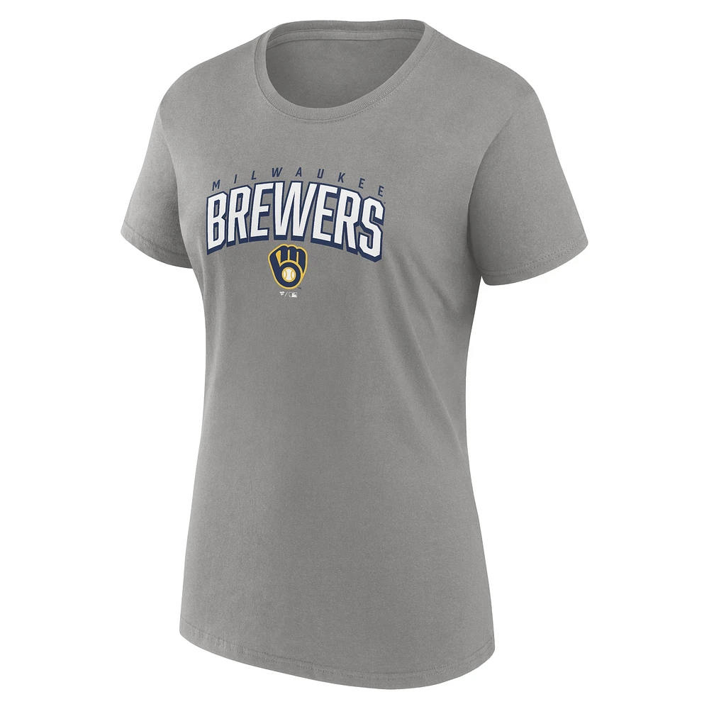 Ensemble combiné de t-shirts fan des Milwaukee Brewers Fanatics pour femmes bleu marine/gris