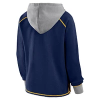 Women's Fanatics Navy Milwaukee Brewers Boom Fleece Pullover V-Neck Hoodie