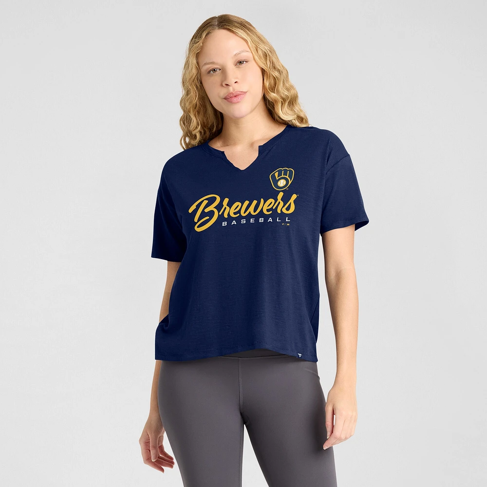 Women's Fanatics Navy Milwaukee Brewers Fan Fave Stadium Slub Boxy T-Shirt