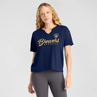 Women's Fanatics Navy Milwaukee Brewers Fan Fave Stadium Slub Boxy T-Shirt