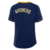 T-shirt à col en V Diva Star de la Ligue des Milwaukee Brewers pour femmes Fanatics Navy