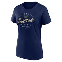 T-shirt d'arrivée de l'équipe des Milwaukee Brewers Fanatics pour femmes bleu marine