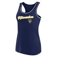 Débardeur à dos nageur avec logo Fanatics Navy Milwaukee Brewers pour femmes