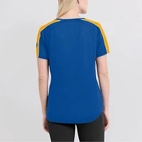 T-shirt à col en V raglan fines rayures Fanatics Royal/Gold Milwaukee Brewers True Classic League Diva pour femmes