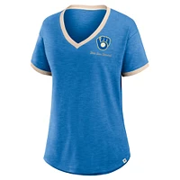 Women's Fanatics Royal Milwaukee Brewers Binge Worthy Stadium Slub V-Neck T-Shirt
