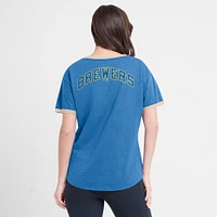 Women's Fanatics Royal Milwaukee Brewers Binge Worthy Stadium Slub V-Neck T-Shirt