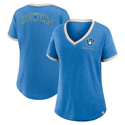 Women's Fanatics Royal Milwaukee Brewers Binge Worthy Stadium Slub V-Neck T-Shirt