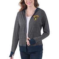 Women's G-III 4Her by Carl Banks Heathered Charcoal Milwaukee Brewers Chalk Talk Tri-Blend Hoodie Cardigan