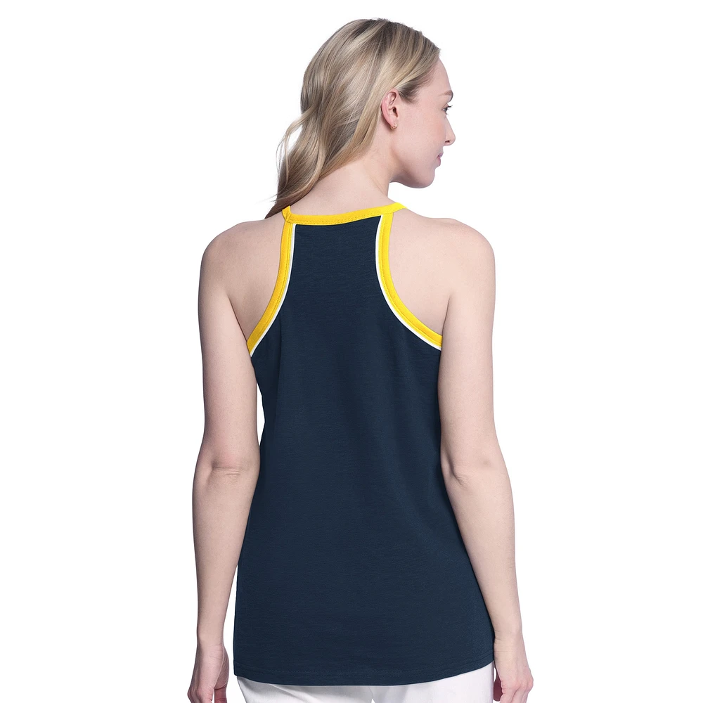 Women's G-III 4Her by Carl Banks Navy Milwaukee Brewers Curveball Racerback Tank Top