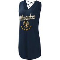 Robe de plage G-III 4Her by Carl Banks bleu marine Milwaukee Brewers Game Time Burnout Beach pour femmes