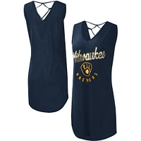 Robe de plage G-III 4Her by Carl Banks bleu marine Milwaukee Brewers Game Time Burnout Beach pour femmes