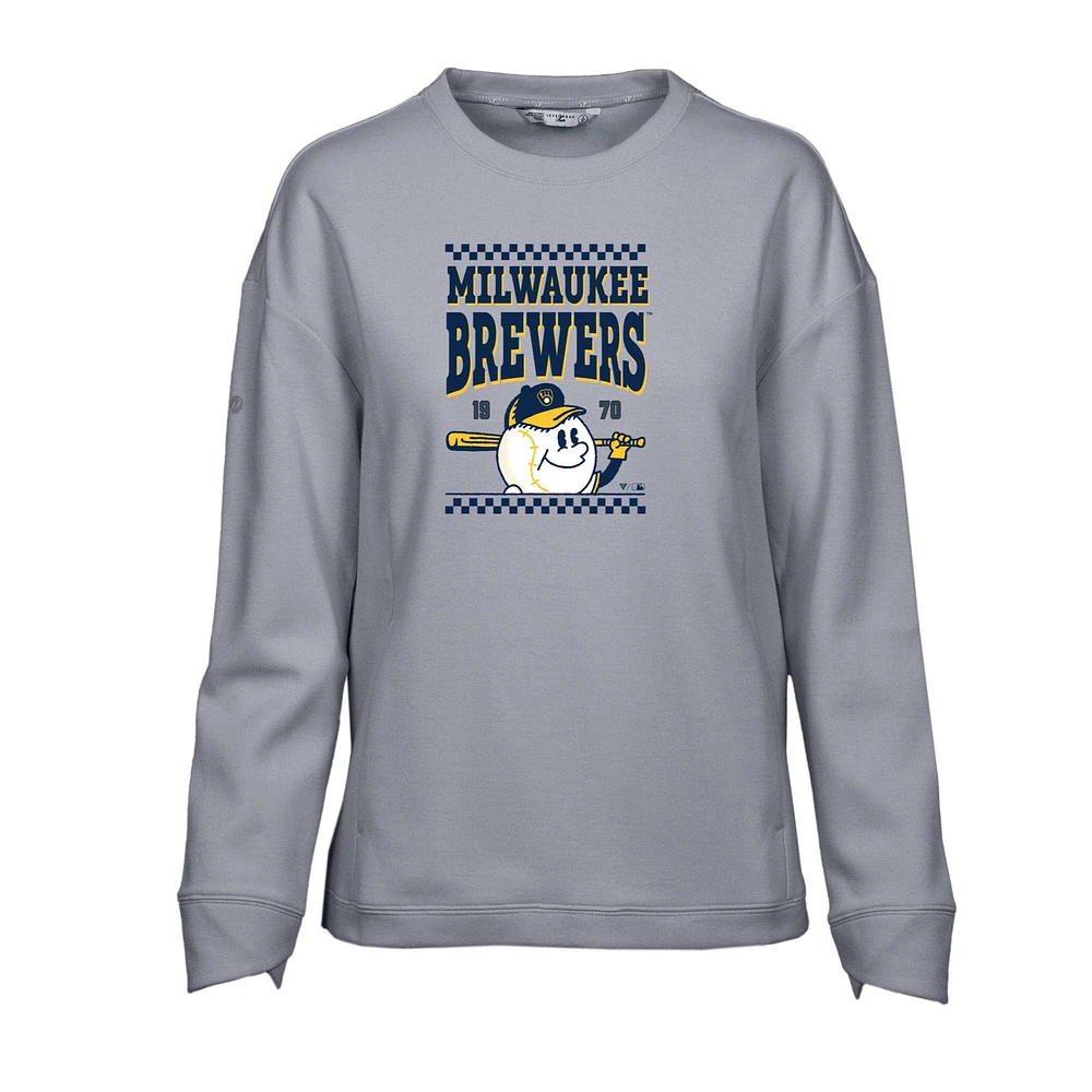 Sweat-shirt inaugural Fiona des Milwaukee Brewers pour femme de Levelwear, gris