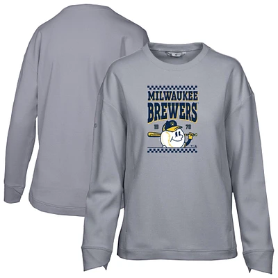 Sweat-shirt inaugural Fiona des Milwaukee Brewers pour femme de Levelwear, gris