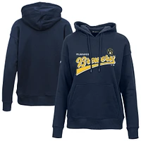 Women's Levelwear  Navy Milwaukee Brewers Adorn Retro Team 2.0 Pullover Hoodie